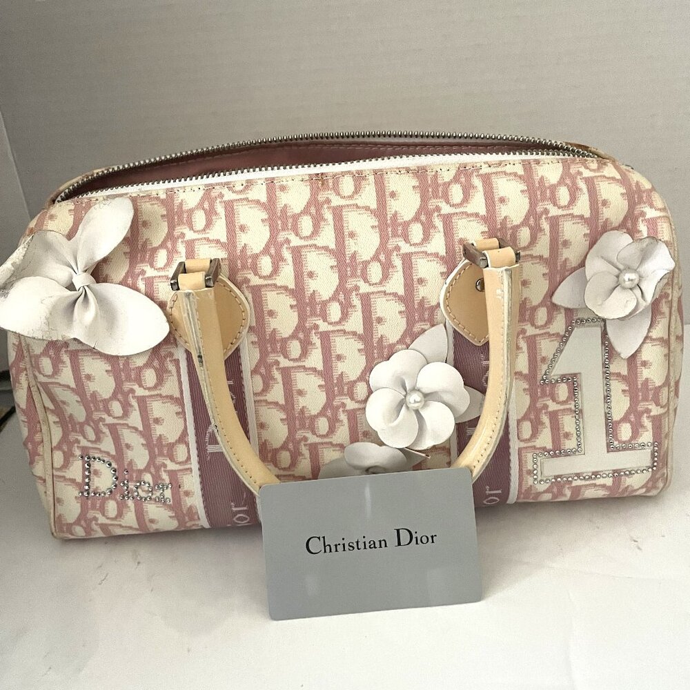 Christian Dior mr111 Christian Dior Trotter Canvas Hand Bag Pink Auth